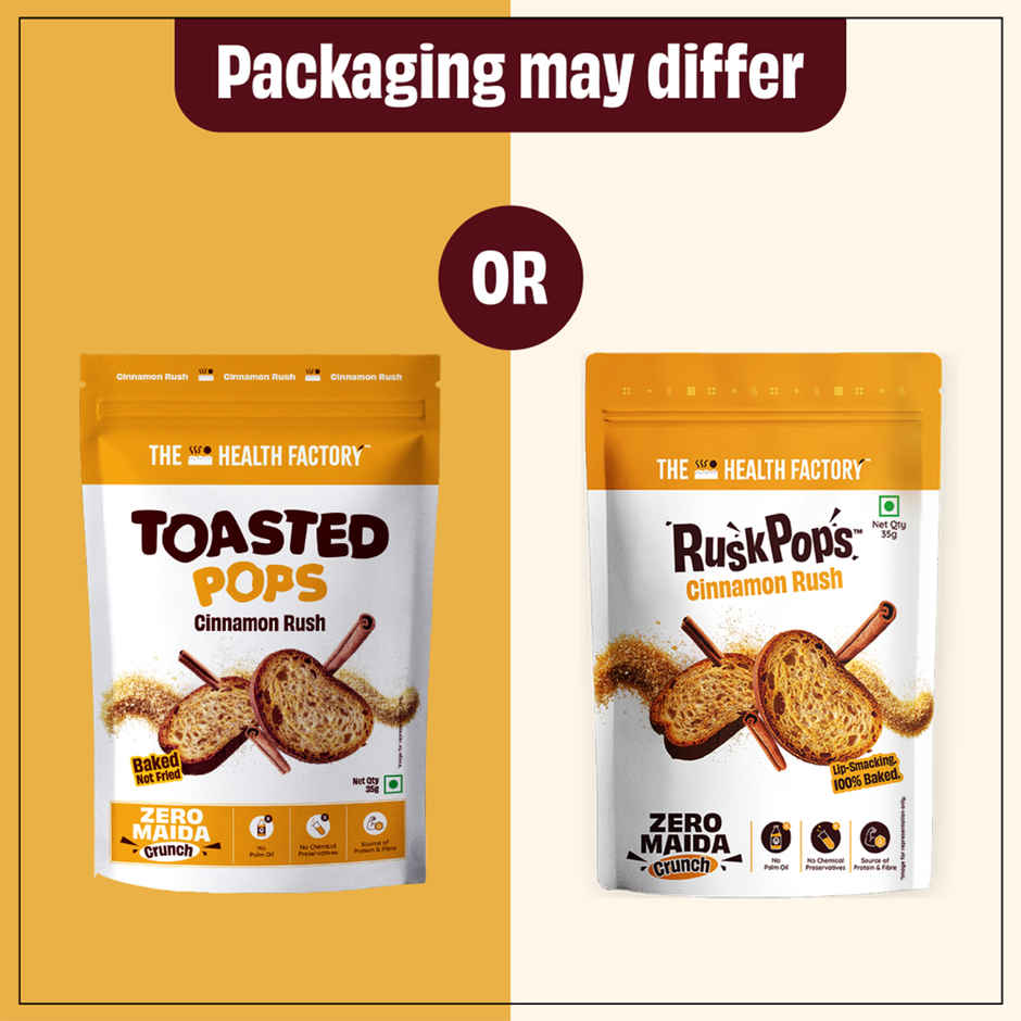 The Health Factory Toasted Pops Cinnamon Rush | Zero Maida | Baked Snack
