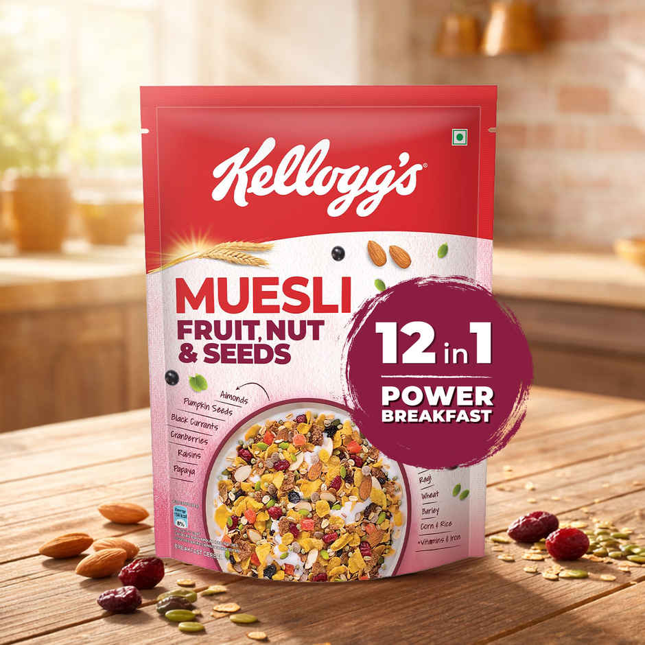 Kellogg's Muesli Fruit Nut & Seeds | 12 In 1 Power Breakfast | No Maida | No Palm Oil | India's No 1 Muesli