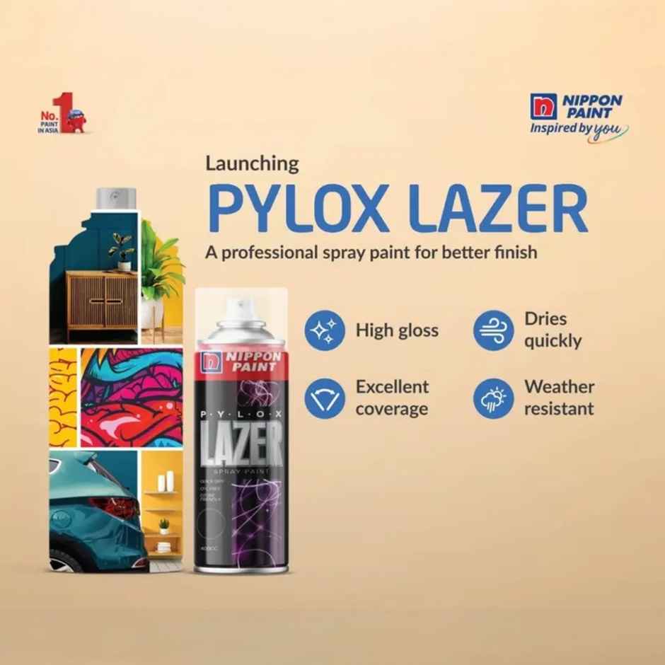 Nippon Pylox Spray Paint | Golden Yellow | Fast-Drying & High Gloss