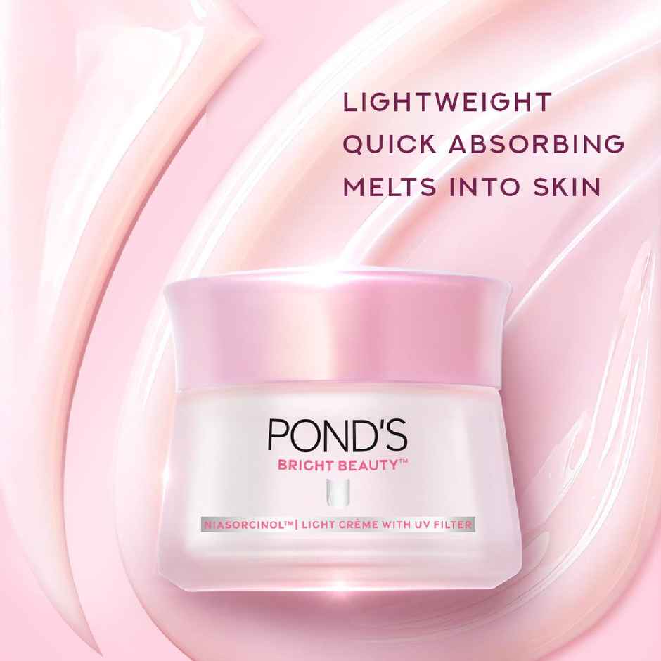 Pond's  Bright Beauty Light Cream With Uv Filter, Niasorcinol, Fades Dark Spots, Brightens Skin, 35G