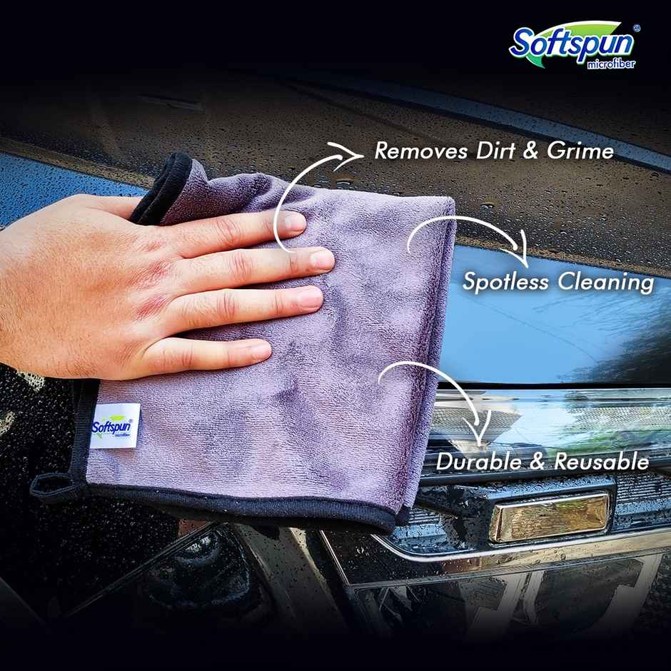 Softspun Microfiber Cleaning Cloths (500 GSM, 40x40cm, 2pc, Grey)