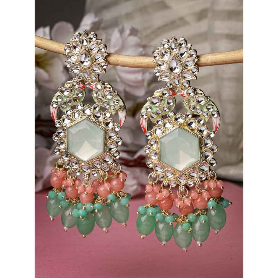 Studio Sukkhi Beautiful Gold Plated Kundan & Meenakari Multicolor Dangle Earring for Women