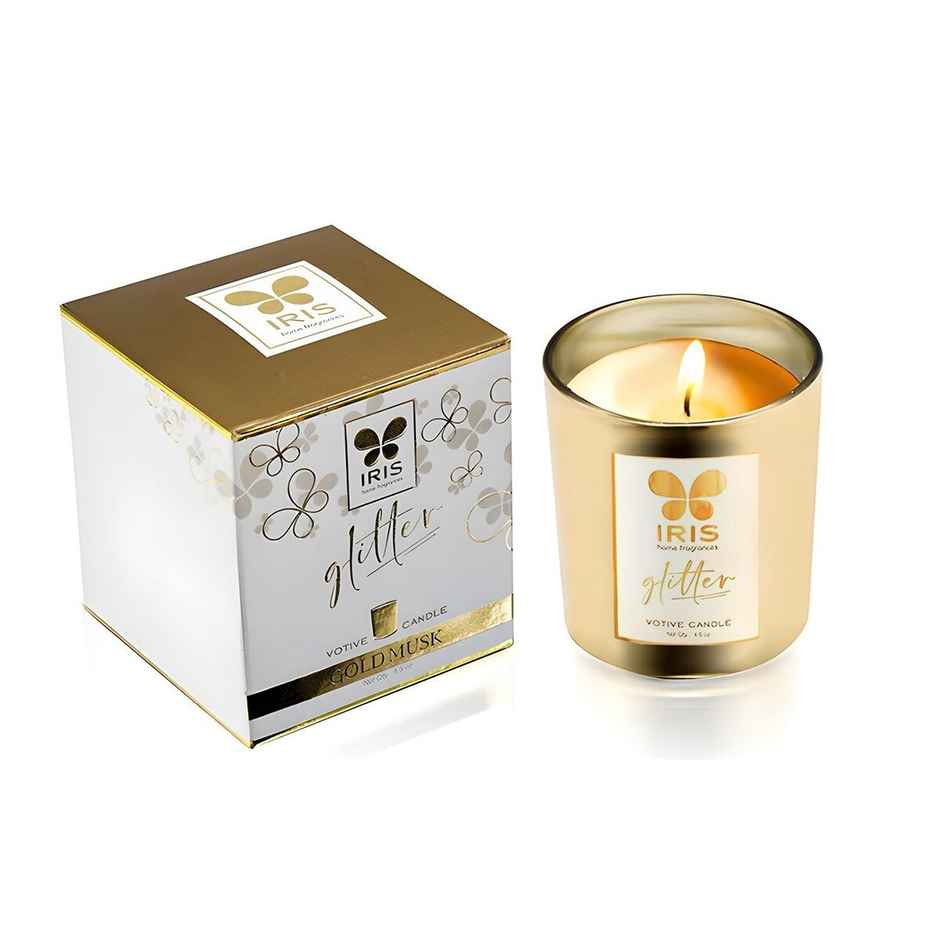IRIS Gold Glass Votive Candle
