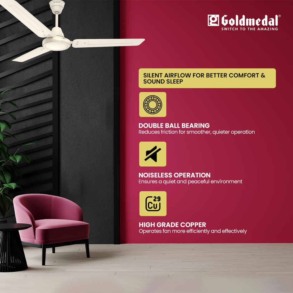 Goldmedal Vayu Ceiling Fan, 1200mm, 1 Star ,Ultra High Speed, White
