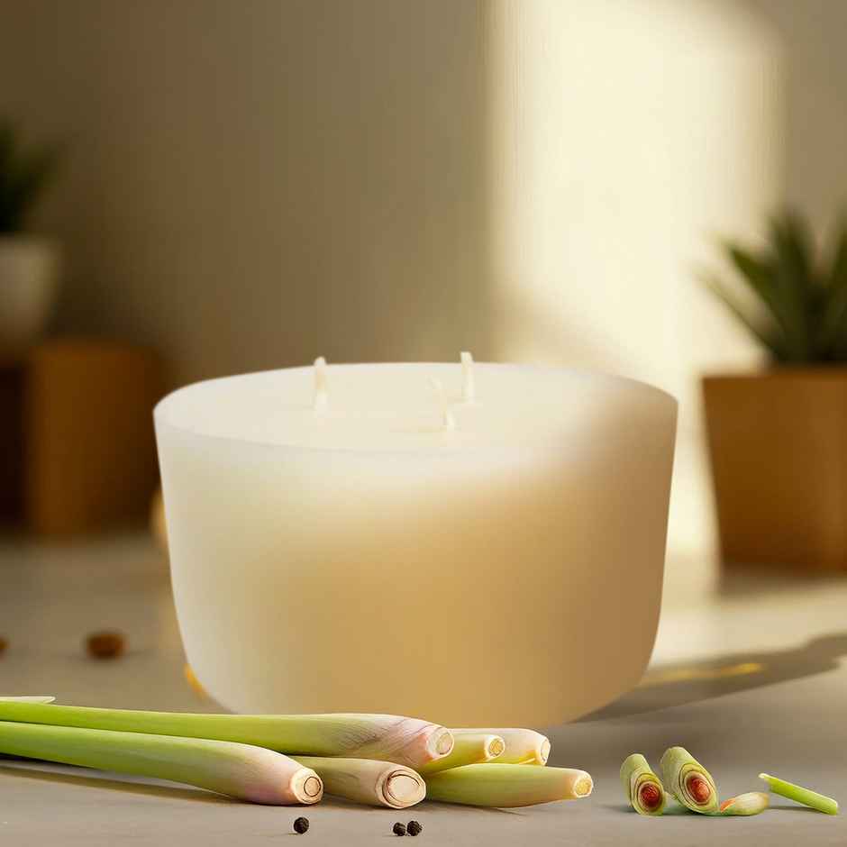 Ekam Lemongrass Scented 3 Wick Soy Candle Refill