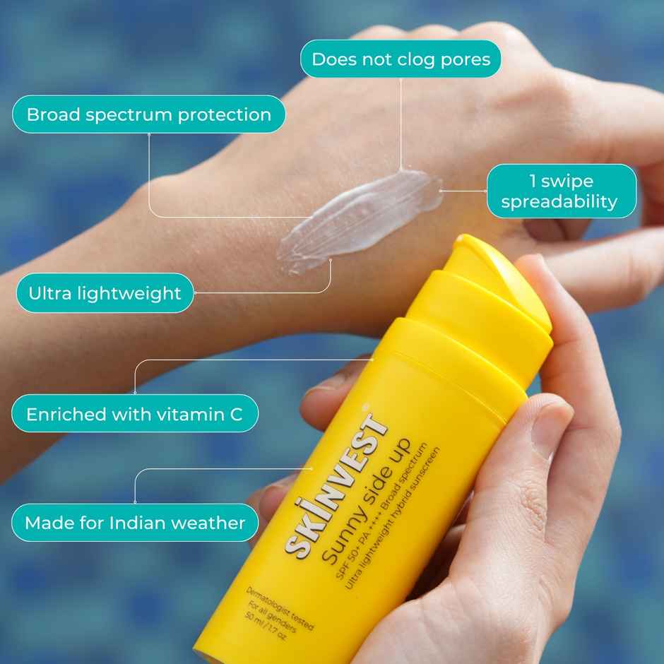 Skinvest Sunny Side Up Ultra Lightweight SPF 50+ Pa ++++ Sunscreen | Protects From Sun Damage