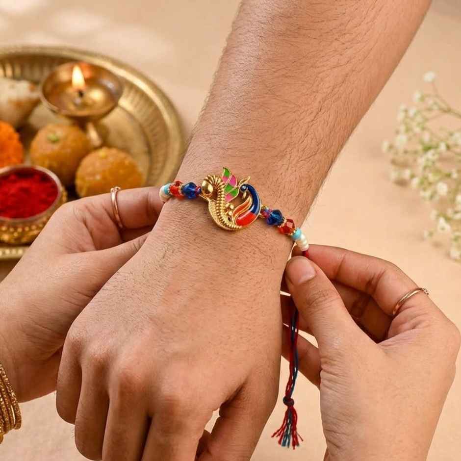Rakhi for Brother | Designer Colorful Peacock | Pack of 1 | Tomuncle