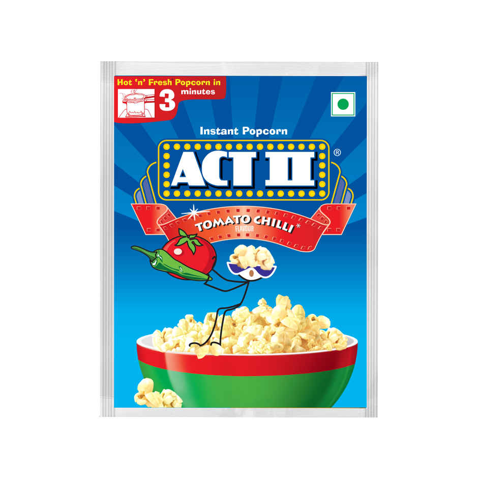 ACT II Instant Tomato Chilli  Popcorn | Tomato Chilli Seasoning Sachet included | Ready in 3 minutes