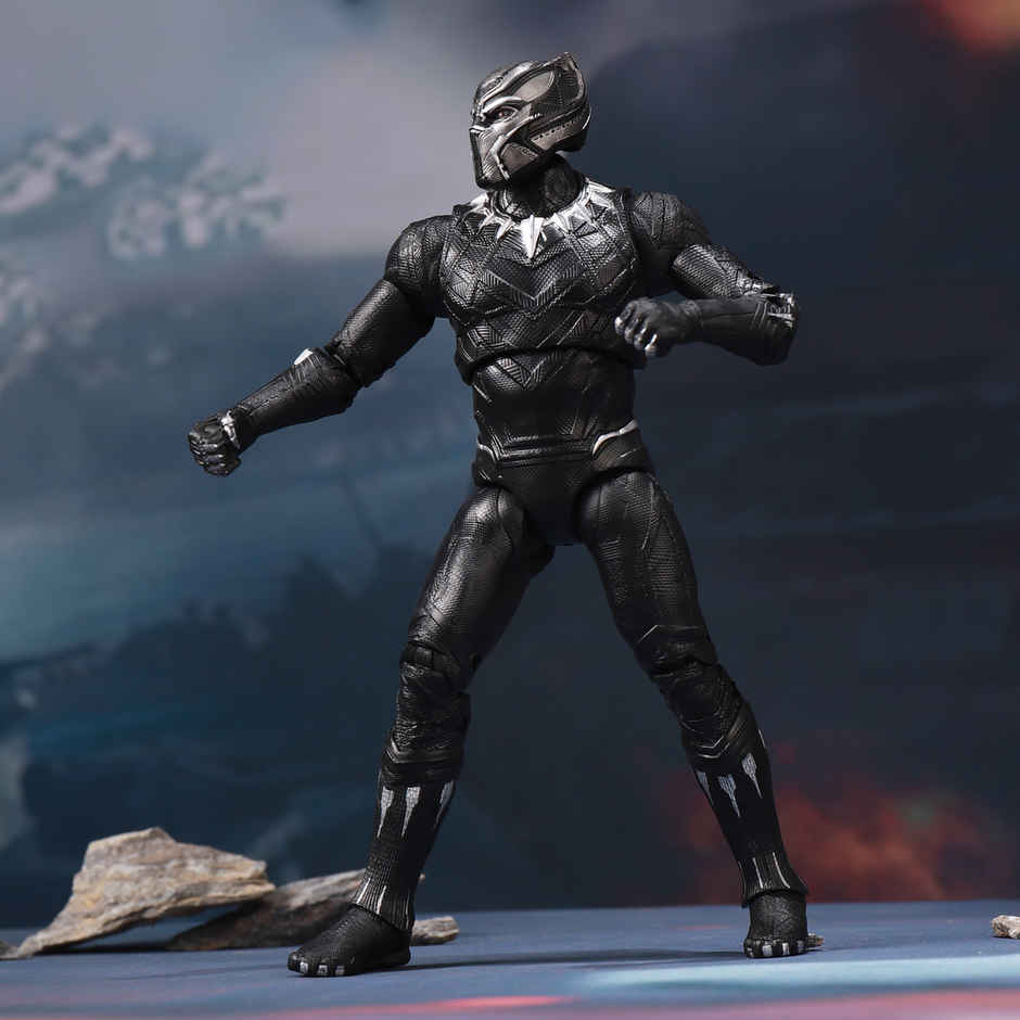 Striders Licensed Black Panther Action Figure with Plastic Display Holder | 7 inch