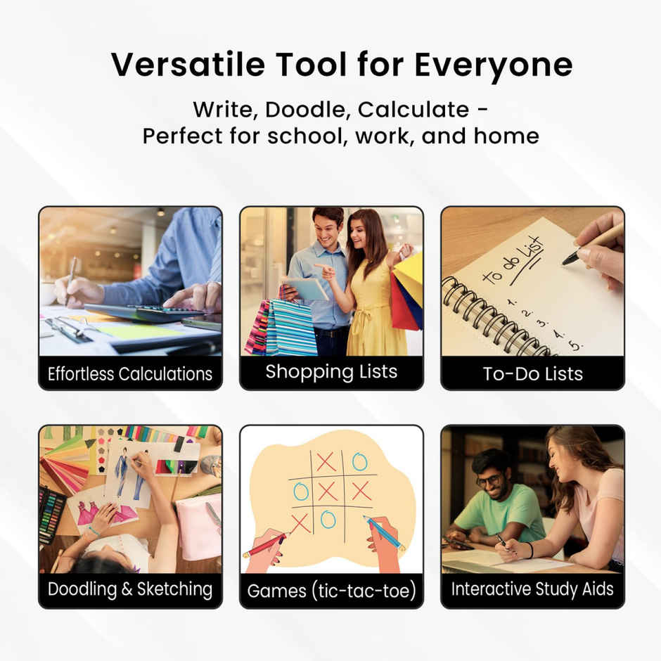 Portronics Ruffpad Calc Mini 2 In 1 Lcd Writing Pad With Digital Calculator - Grey