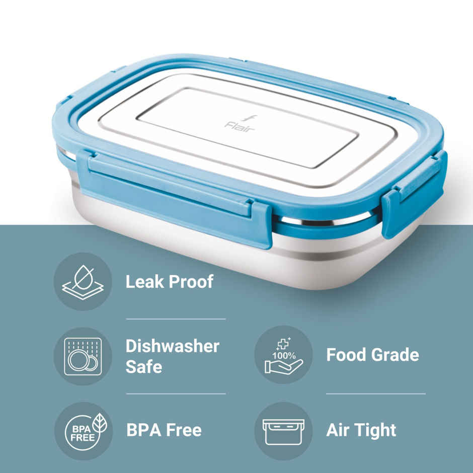 Flair Magic Meal 650 Ml Stainless Steel Lunch Box Set Blue