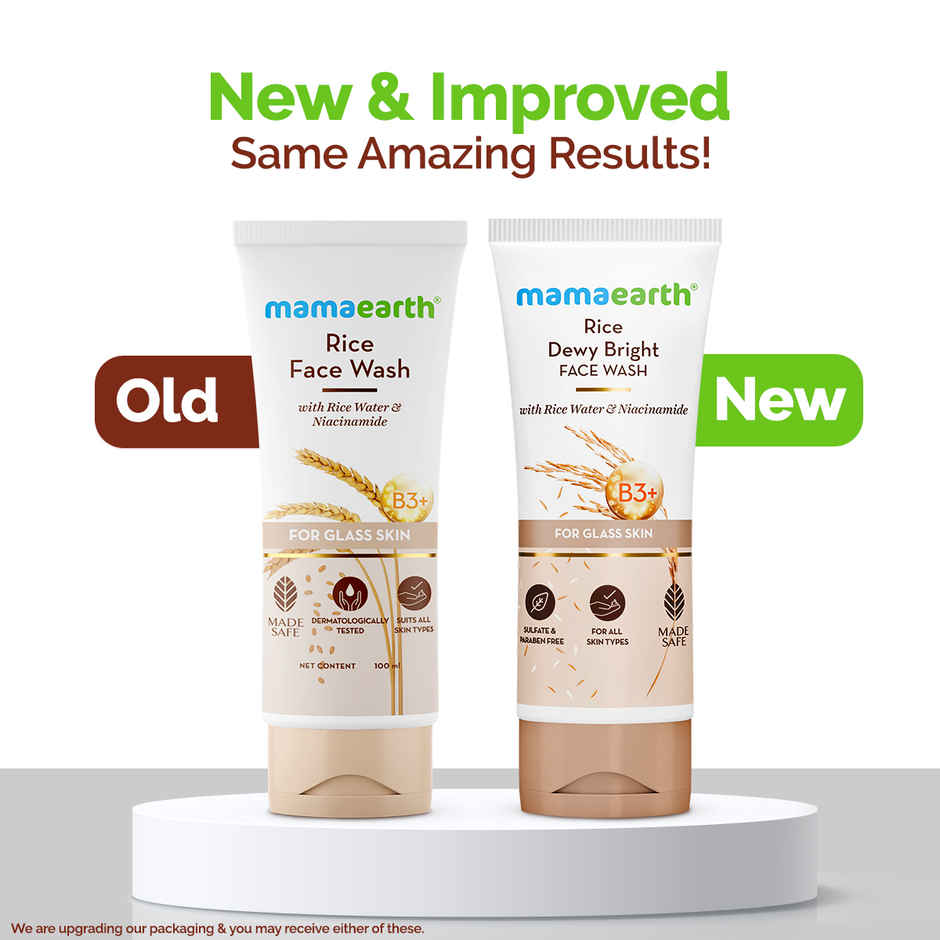 Mamaearth Rice Face Wash With Rice Water & Niacinamide For Glass Skin | Hydrated, Even SkinTone