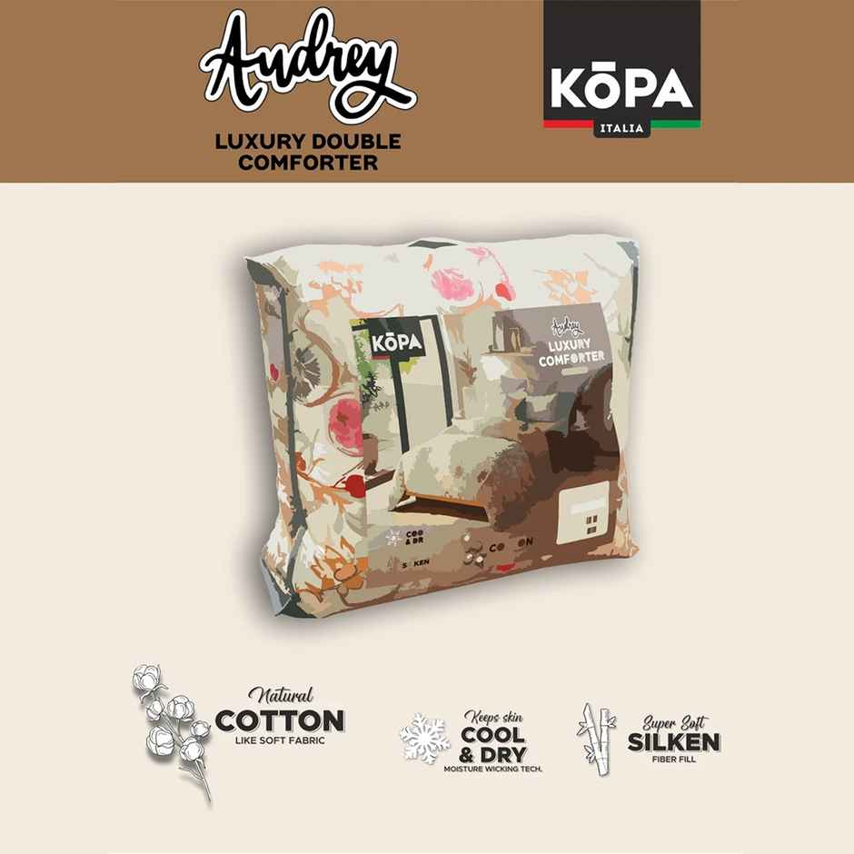 Kopa Super Soft Microfiber Double Comforter for All Weather |Double Size | Floral | Blue, Yellow