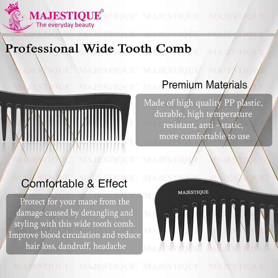 Majestique Professional 7.4 Inch Big Anti-Static Comb | Suitable for All Hair Types | Black