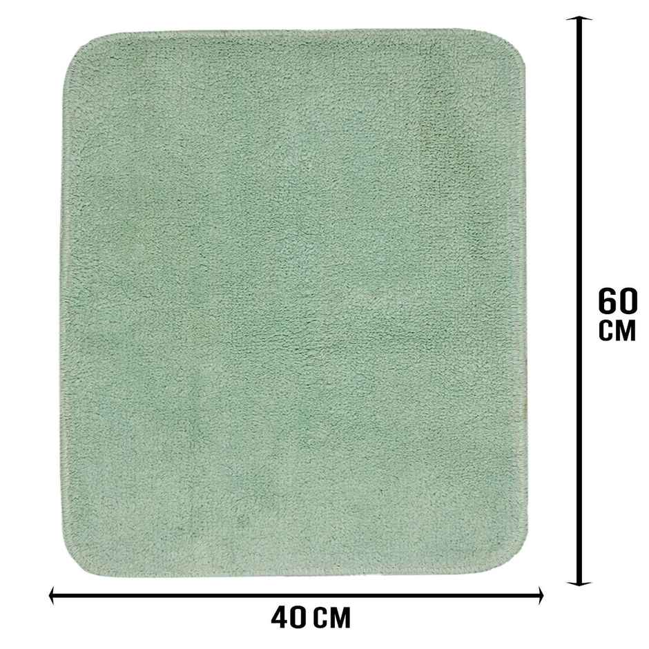 Saral Home Cotton Anti Skid Solid Bathmats | Soft & Super Absorbent Mats | Light Green - 40 x 60 cm