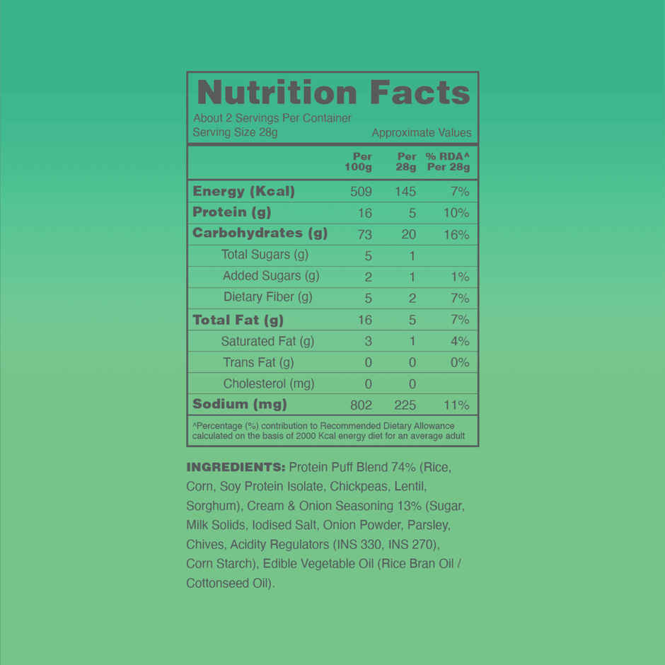 Taali Protein Puffs - Cream & Onion, Roasted, Corn & Jowar Puff, No Maida