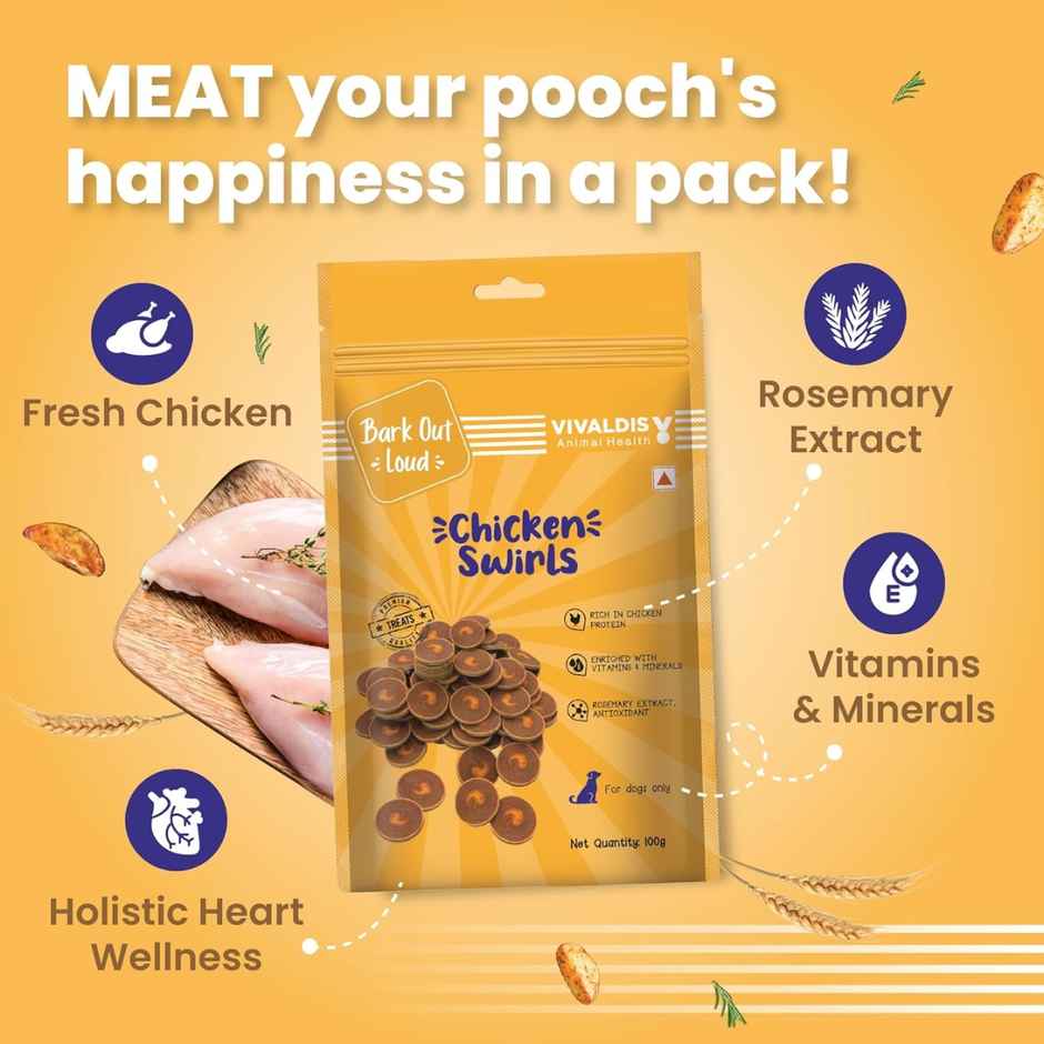 Bark Out Loud - Chicken Swirls Dog Treats | Omega-3 Fatty Acids & Antioxidants | Snacks for Dogs