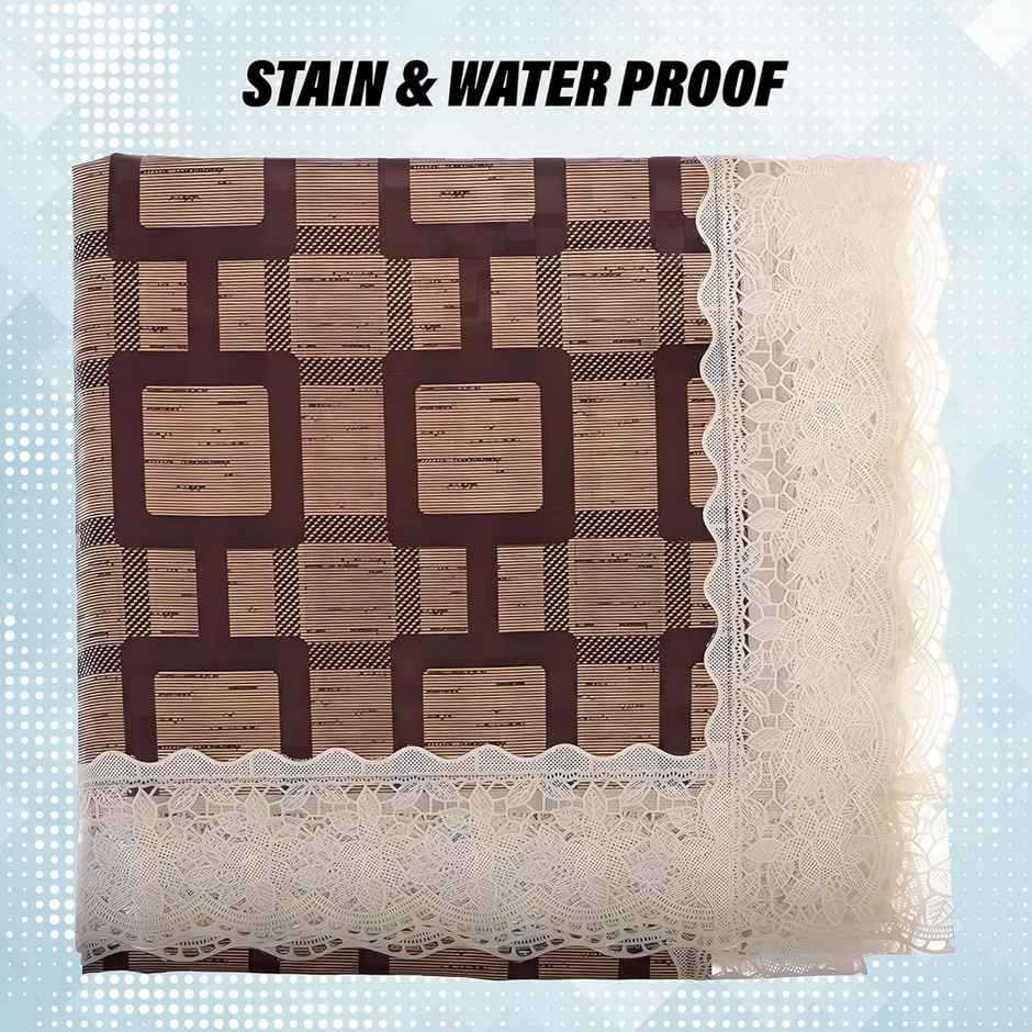 Kuber Industries Square Table Cover for 4 Seater PVC Square Pattern | 48 x 48 inch | Brown