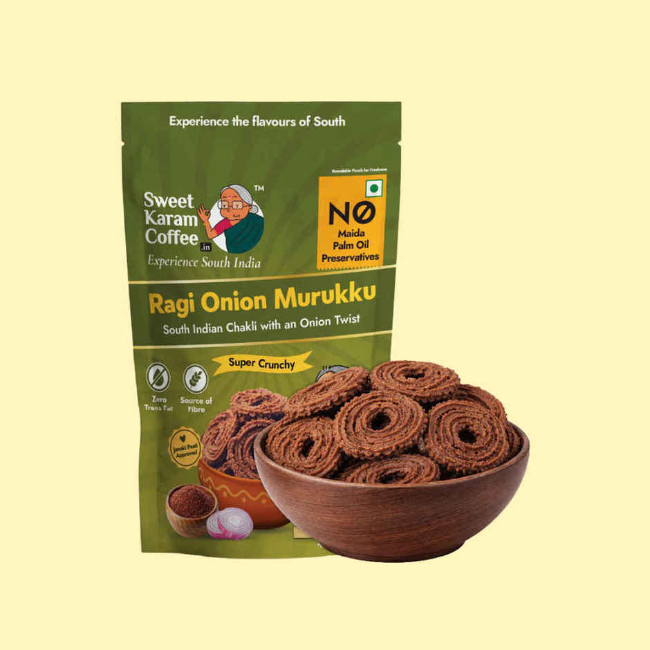 Sweet Karam Coffee Ragi Onion Murukku Crisps (Chakli) - Namkeen Snacks