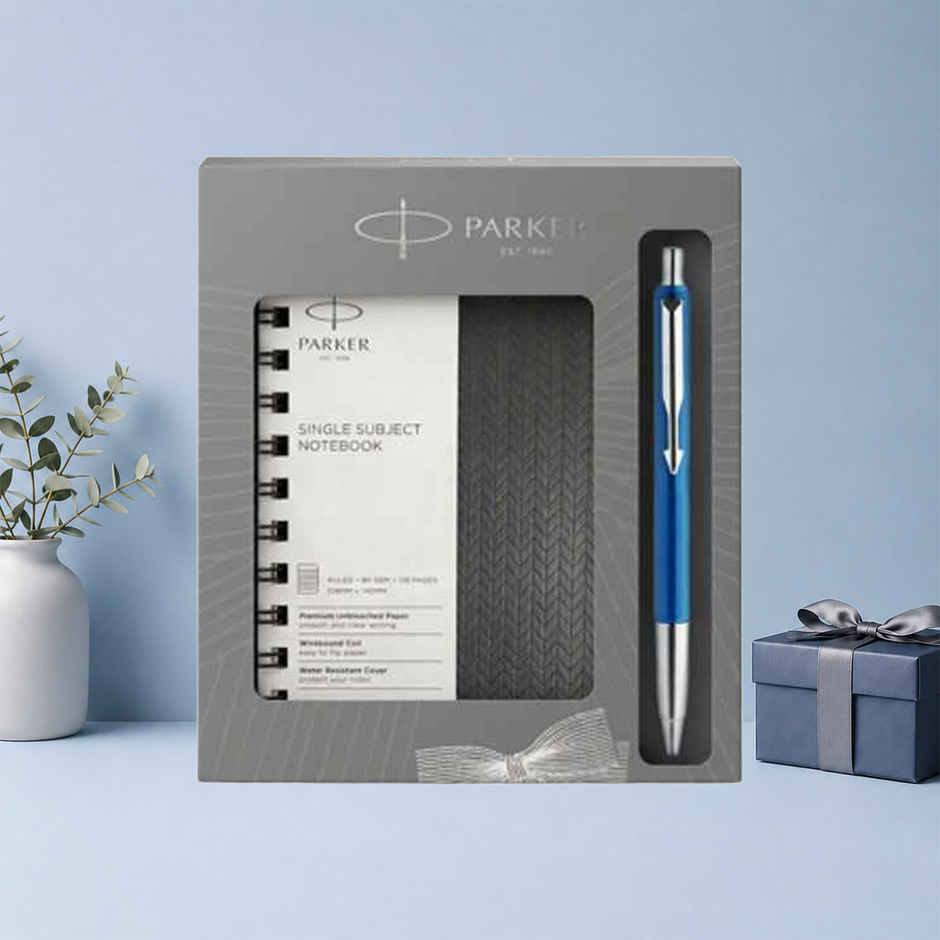 Parker Vector Std Blue BP CT with A6 Wiro Notebook Single Subject | Silver