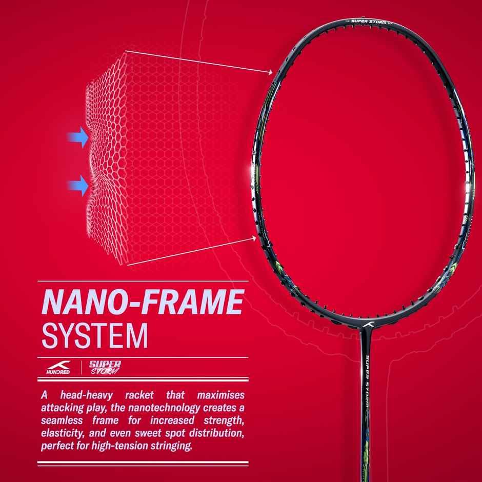 Hundred Super Storm Strung Racket With Full Racket Cover