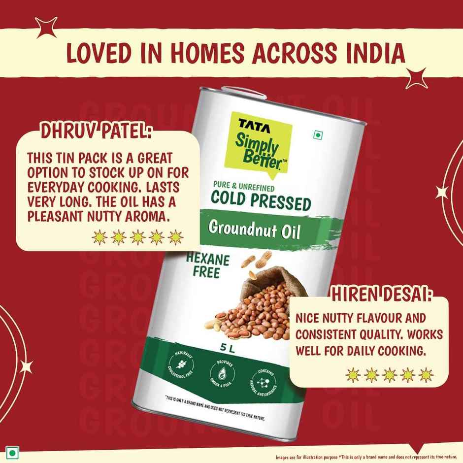 Tata Simply Better Groundnut (Peanut) Cold Pressed Oil | Pure & Unrefined Healthy Cooking Oil