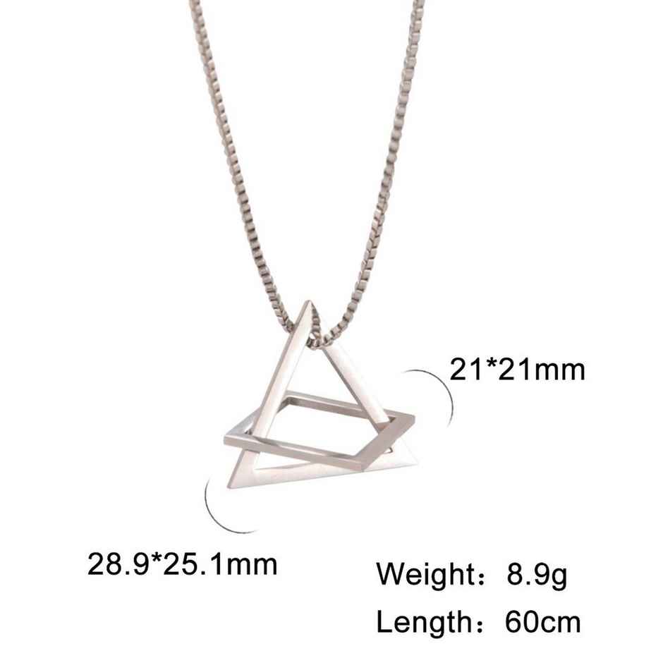 Fashion Frill Men's Triangle Pendant Chain Silver Onesize