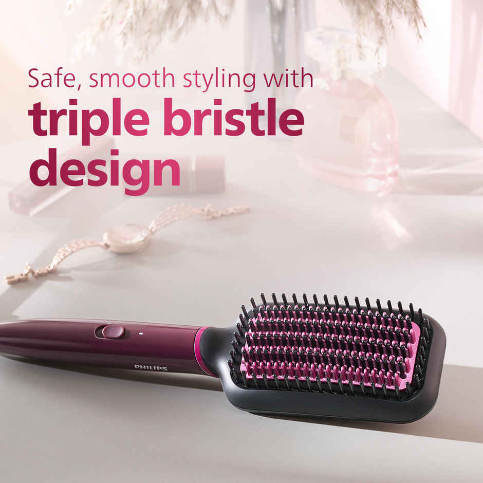 Philips Hair Straightener Brush|Naturally Straight Hair in 5 Min|Thermoprotect Technology BHH730/00