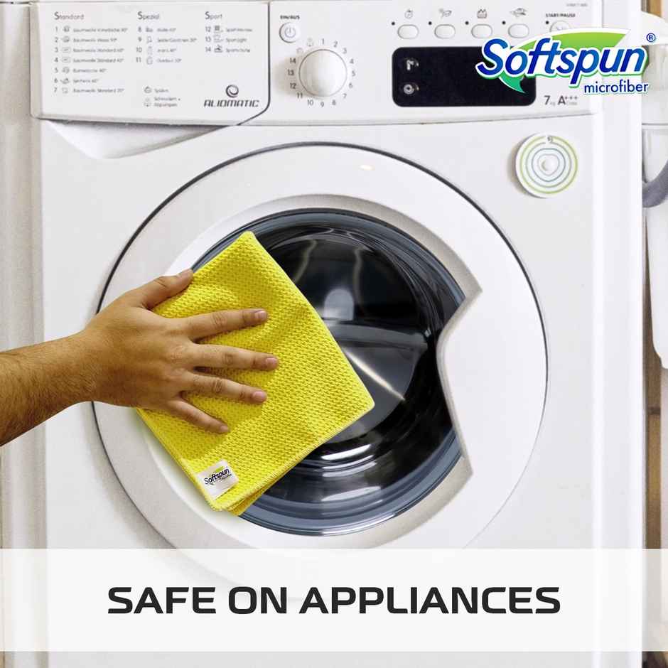 Softspun Microfiber Dish/Glass Cloths (400 GSM, 40x40cm, 2Pc, Multicolor)