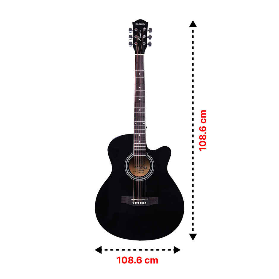 Kadence Guitar Frontier Series - Electric Acoustic Black Guitar with EQ & Accessories