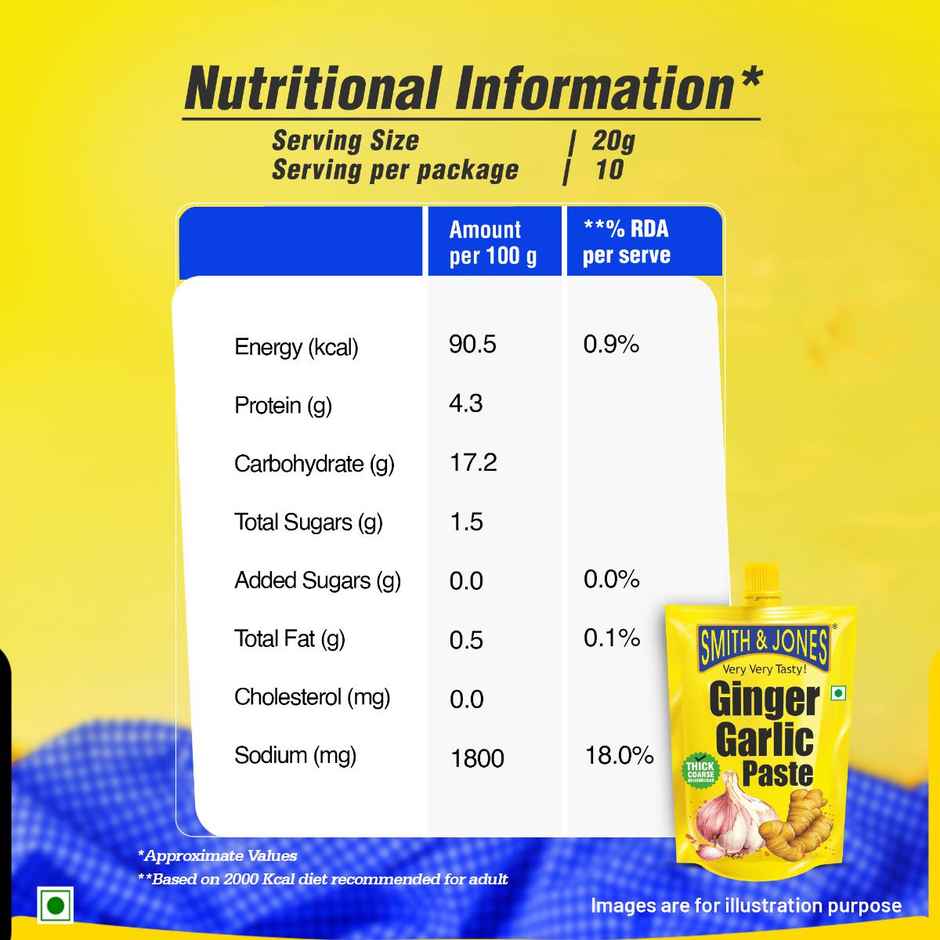 Smith & Jones Ginger Garlic Paste, India's No.1 Cooking Paste, Thick & Coarse Paste