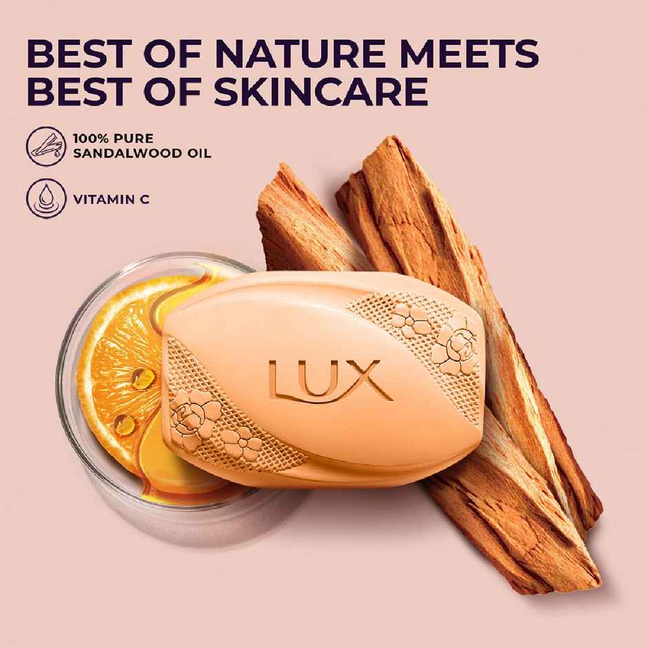 Lux Sandalwood With Vitamin C Bath Soap For Clear Skin