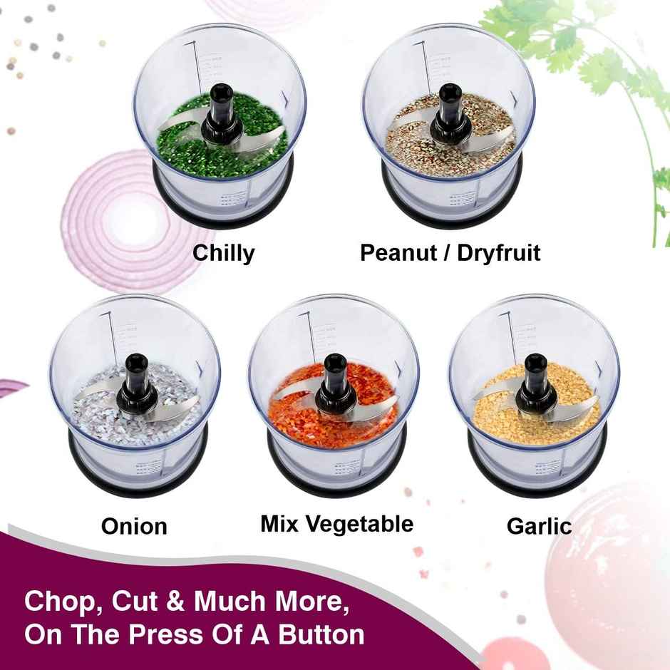 INALSA Electric Chopper for Kitchen, Bullet 400 Watts Pure Copper Motor-Black/Silver