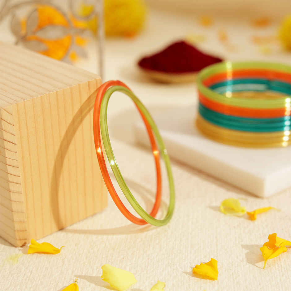 Traditional Glass Bangles | Colorful Traditional Jewellery | Multicolour | Pack Of 12 | Size 2.6 | Oye Happy