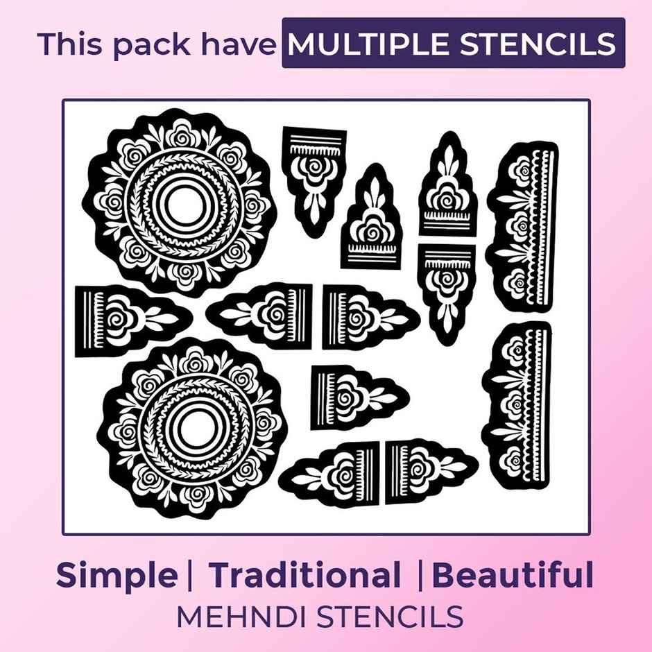 Sanfe Mehndi Stencil Assorted Set, Henna Tattoo Stencil/Sticker Style 7