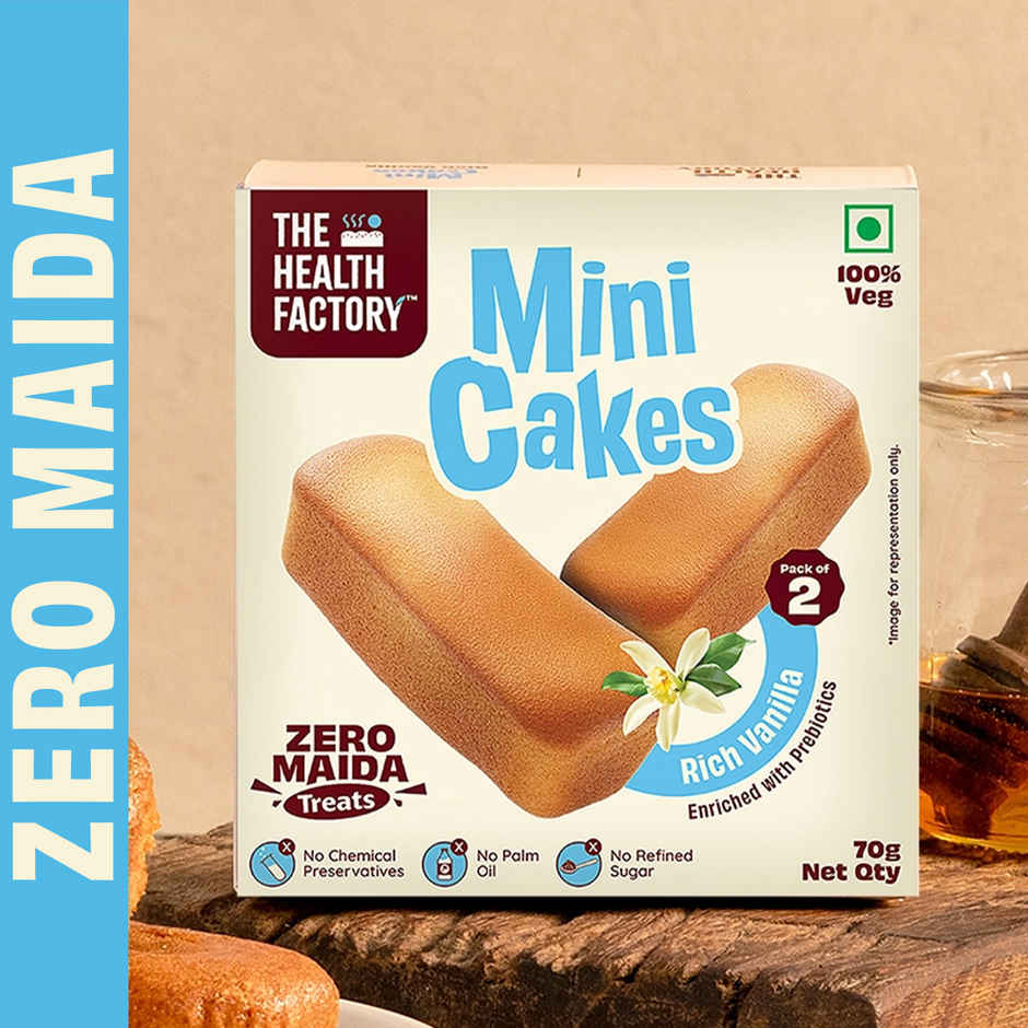 The Health Factory Mini Cakes Rich Vanilla | Zero Maida | Tea Cake | Eggless
