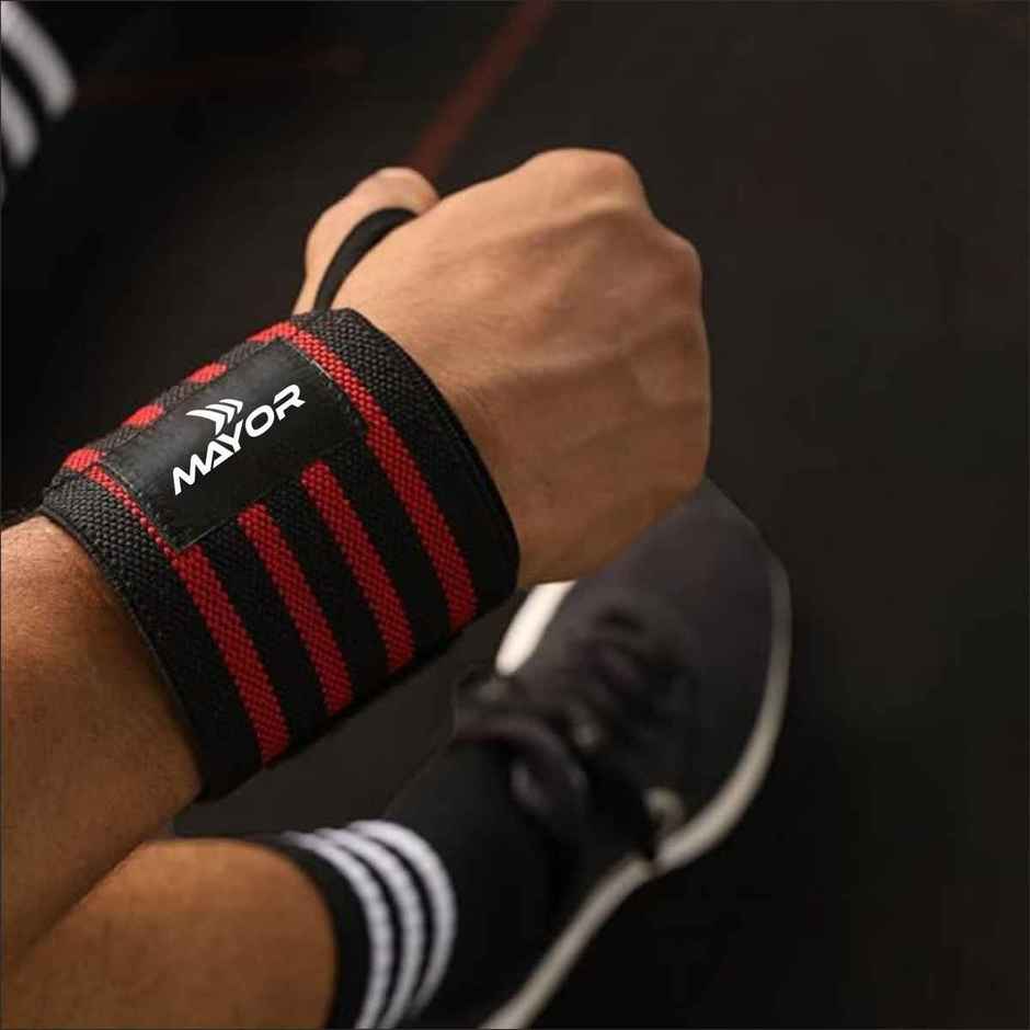 Mayor Secure Cotton Wrist Supporter For Gym Men And Women (Red, Free Size)