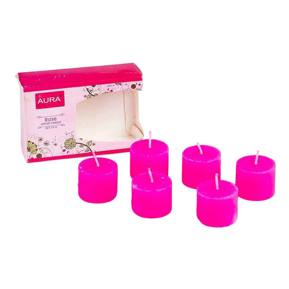 Votive Candles Rose Gift Set | Pack Of 6 | Auradecor