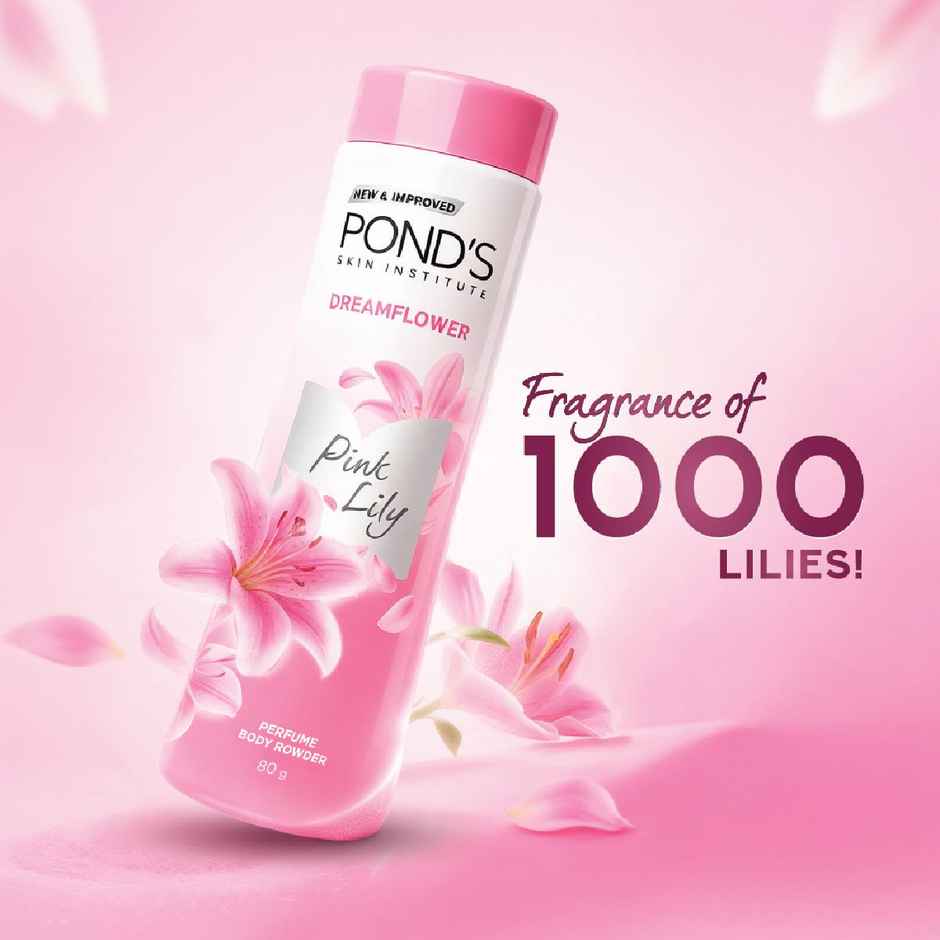 Pond's  Dreamflower Perfumed Powder With Vitamin B3 For Women, Pink Lily| 80G