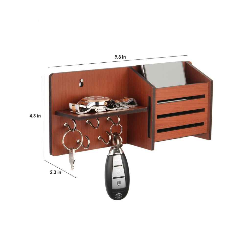 Casacraft by Pepperfry Brown Mdf Side-Shelf Pocket Key Holder