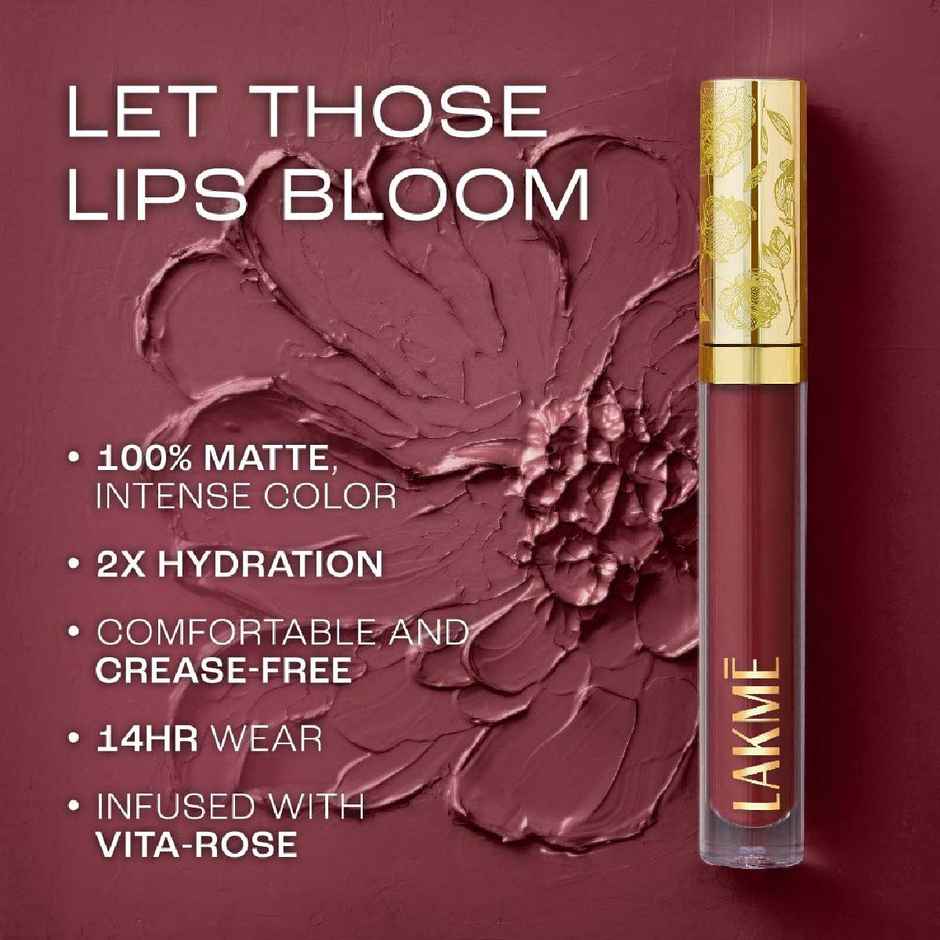 Lakme Rouge Bloom Matte Lip Liquid Regal Rose 102