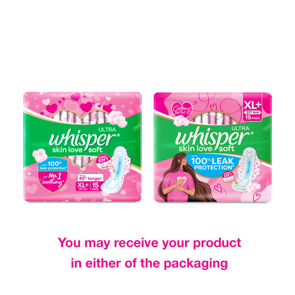 Whisper Ultra Skin Love Soft Sanitary Pads for Women | XL+ 