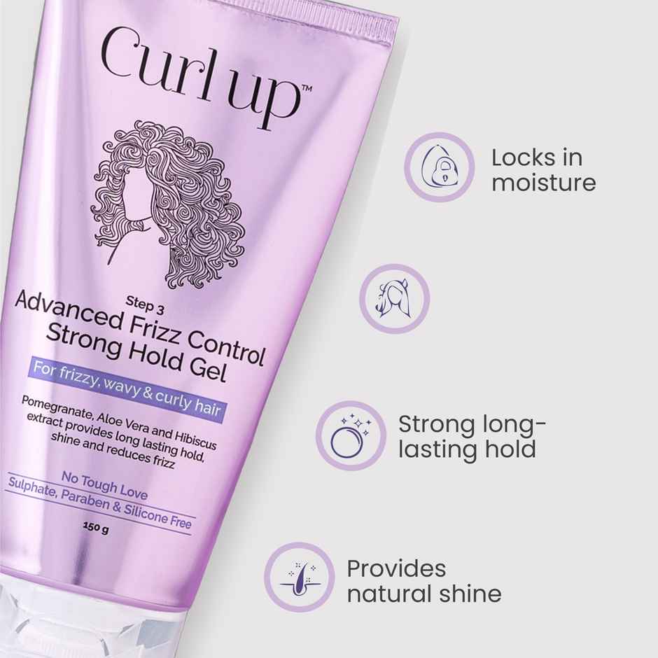 Curl Up Advanced Frizz Control Strong Hold Hair Gel | Defines Curls | For Frizzy Wavy & Curly Hair