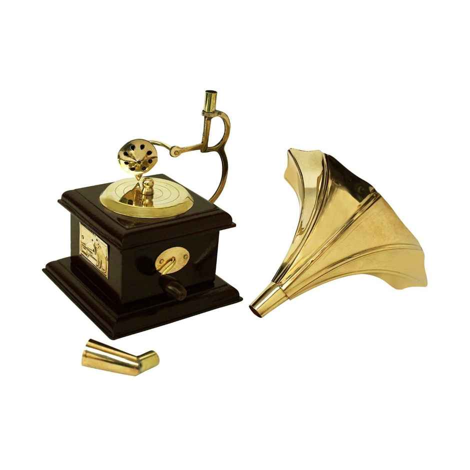Casacraft by Pepperfry Brown & Gold Handmade Vintage Dummy Gramophone Showpiece