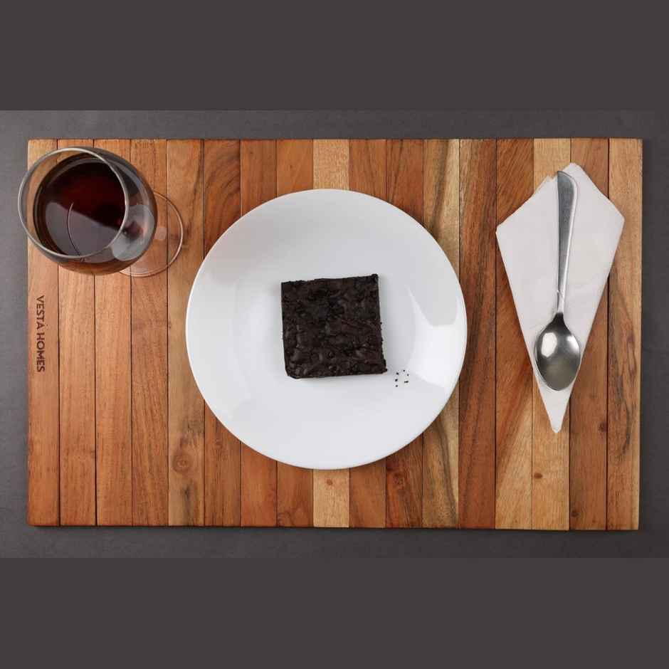 Vesta Homes Acacia Wood Sofa Armrest Tray|Tambour Tray| Foldable|Dining Table Mat|43 X 28 X 1.3 Cm