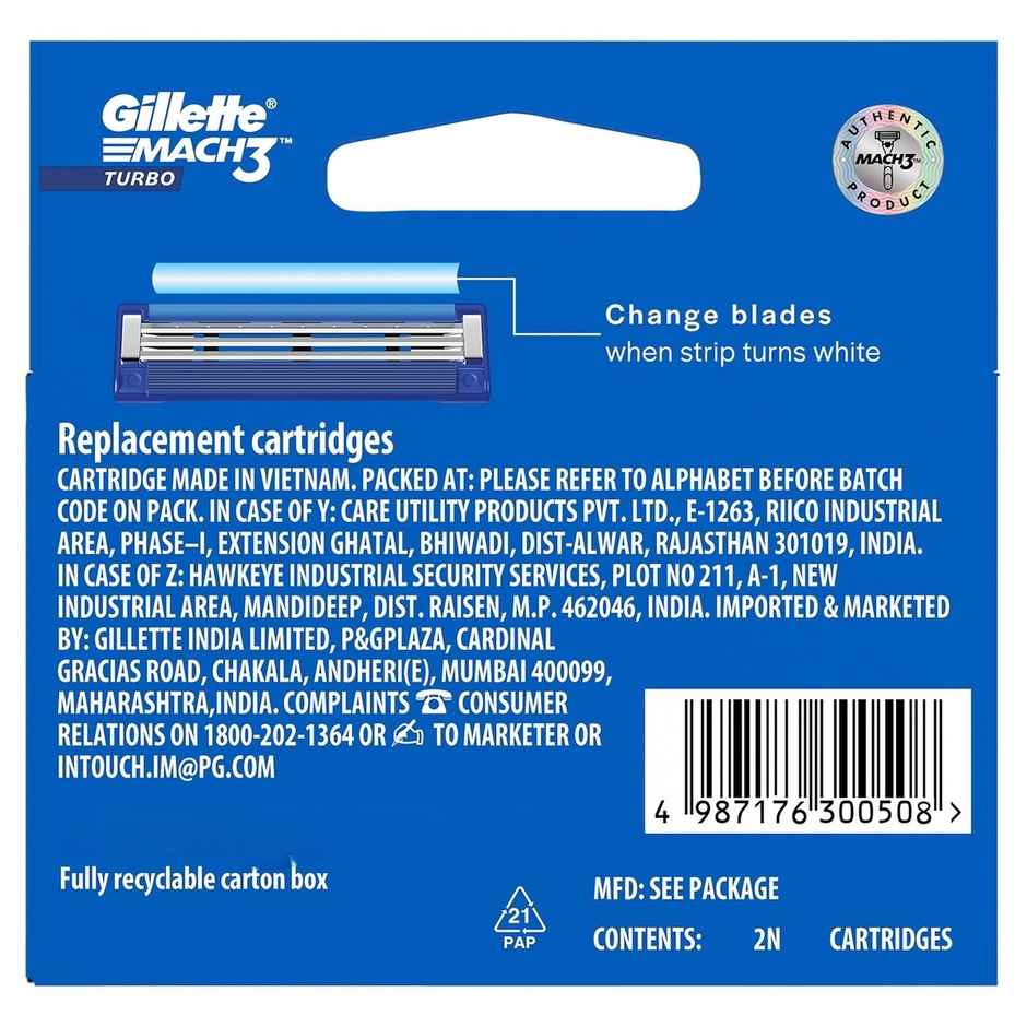 Gillette Mach3 Turbo Shaving Blade Cartridge