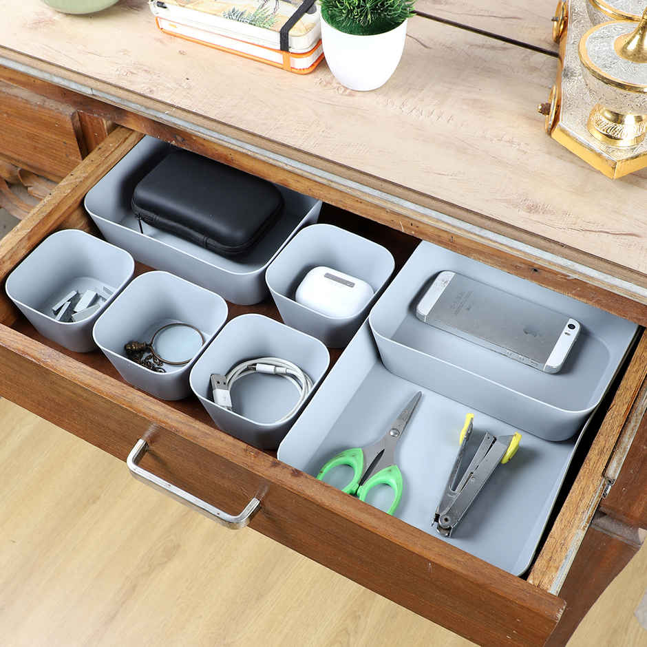 Gluman Drawer Organizer Set | Multipurpose Storage Trays| Grey