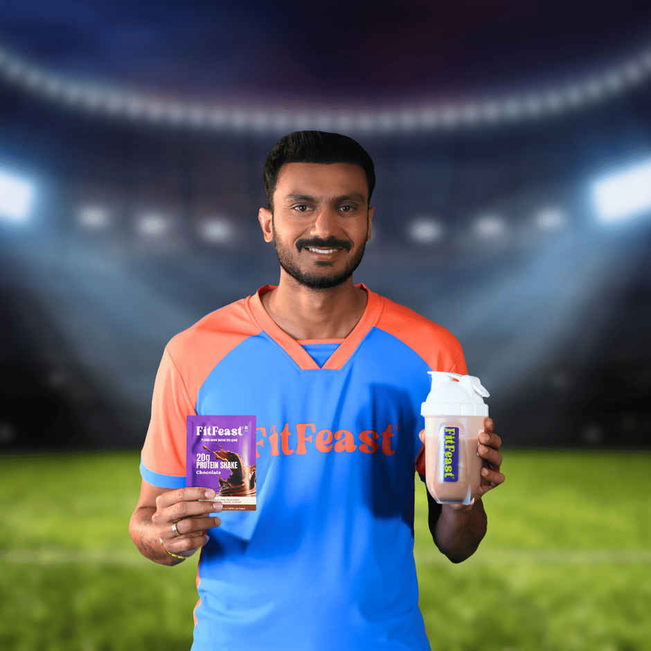 FitFeast Lab-Tested Chocolate 20g Protein Shake Sachets (7) + Free Shaker | Zero Bloating Guarantee