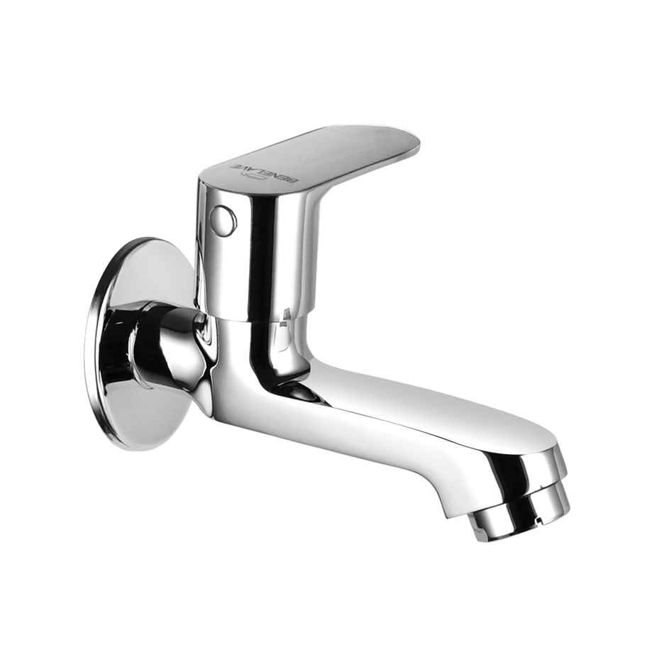 Benelave By Hindware Volga Long Body Universal Bib Tap | Wall Flange | Brass With Chrome Finish