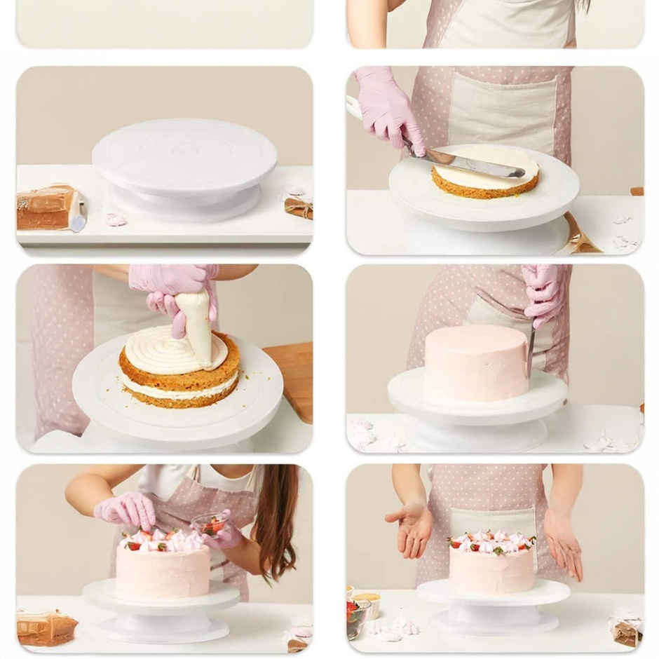 ReeQ 360 Degree Rotating Cake Turntable | Non-Slip Cake Decorating Tray | Food-Grade Icing Stand
